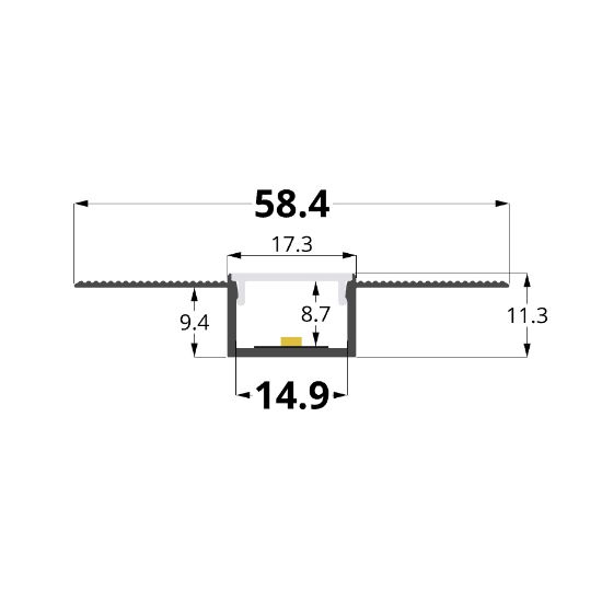 Image de Profilé en aluminium peint en blanc 57x10 mm pour placoplâtre sans perçage, 2 mètres