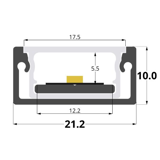 Image de Profilé en aluminium imperméable 21x10mm, 3 mètres