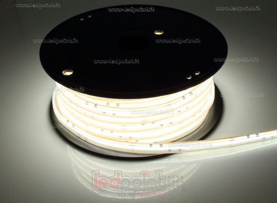 Image de Ruban LED COB 25m, blanc 4000K, 360led/m, 230V, 13W/m, IP65 (tube de silicone extrudé avec bords pleins et intérieur vide)