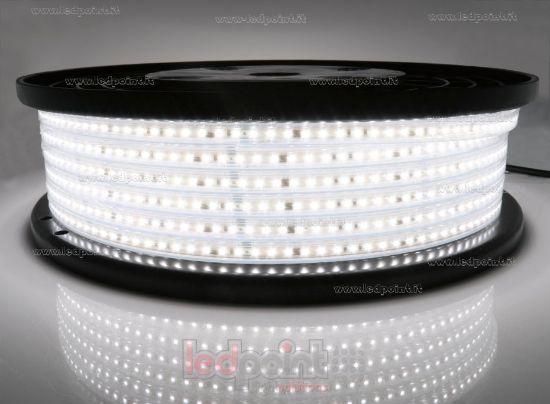 Image de Ruban led 50m led blanc 4000K 2835 120leds/m 230V 16,5W/m, IP65 tube en silicone extrudé, bords pleins et vide à l'interieur