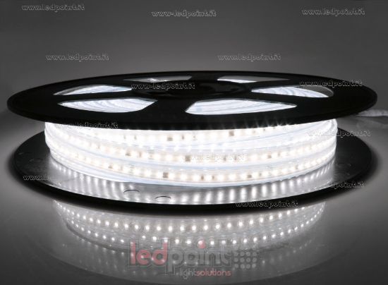 Image de Ruban led 25m led blanc 4000K 2835 120leds/m 230V 16,5W/m, IP65 tube en silicone extrudé, bords pleins et vide à l'interieur