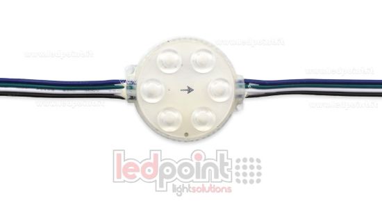 Image de Module 6 led Pixel RGB 1804IC 3528 24V 1,44W IP67 avec lentille 165°
