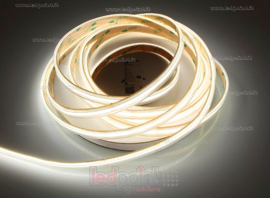 Image de Ruban led COB 5m blanc 4000K CRI Ra>90 320led/m 24V 9W/m, IP65 tube en silicone extrudé, bords pleins et vide à l'interieur