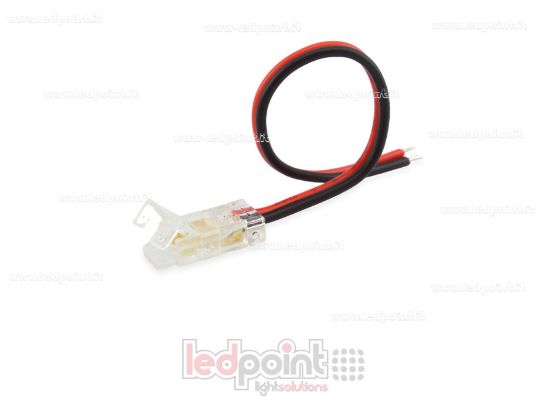 Image de Connecteur avec câble de 10cm, pour rubans LED et COB de PCB 5mm, 2 broches, version réduite transparente