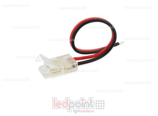 Image de Connecteur avec câble de 10cm, pour rubans LED et COB de PCB 8mm, 2 broches, version réduite transparente