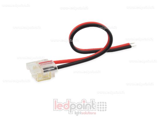 Image de Connecteur avec câble de 10cm, pour rubans LED et COB de PCB 8mm, 2 broches, version réduite transparente