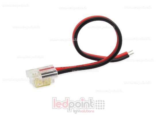 Image de Connecteur avec câble de 10cm, pour rubans LED et COB de PCB 5mm, 2 broches, version réduite transparente