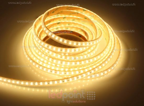 Image de Ruban led blanc chaud 5m 2700K 3step 120leds/m 2835 24V 9,6W/m, IP65 tube en silicone extrudé, bords pleins et vide à l'interieur