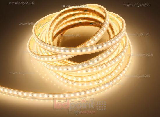 Image de Ruban led blanc chaud 5m 3000K 3step 120leds/m 2835 24V 14,4W/m, IP65 tube en silicone extrudé, bords pleins et vide à l'interieur