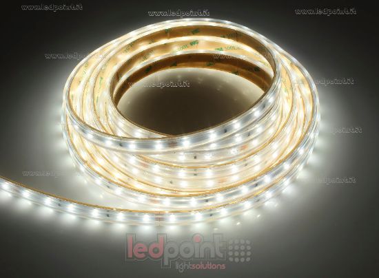 Image de Ruban led blanc 5m 4000K 3step 60leds/m 2835 24V 4,8W/m, IP65 tube en silicone extrudé, bords pleins et vide à l'interieur