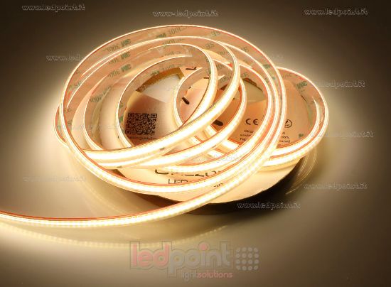 Image de Ruban LED COB 25m, blanc chaud 3000K 296leds/m 230V 11W/m, IP65 (tube de silicone extrudé avec bords pleins et intérieur vide)