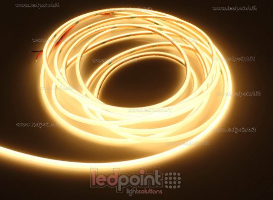 Image de Ruban LED COB 5m blanc chaud 2700K 480led/m 24V 6W/m PCB 3mm avec tube de silicone extrudé sphérique IP67