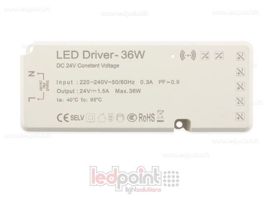 Image de Transformateur 36W 24V Slim avec bornier pour capteurs