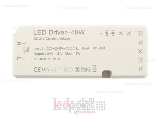Image de Transformateur 48W 24V Slim avec bornier pour capteurs