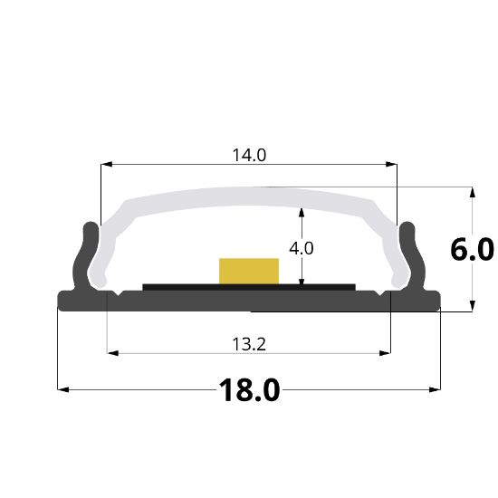 Image de Profilé en aluminium flexible 18x6mm, 2 mètres