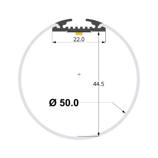 Image de Profilé en aluminium rond, diamètre 50mm, 2 mètres