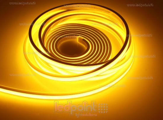 Image de Ruban led 5m jaune d'or 2025 264leds/m 24V 12W/m, IP67 silicone solide blanche