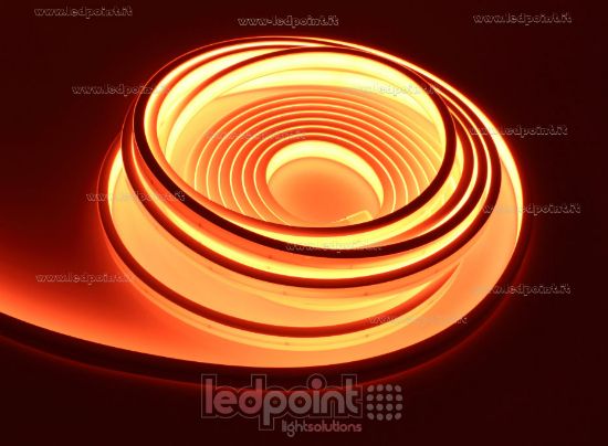 Image de Ruban led 5m orange 2025 264leds/m 24V 12W/m, IP67 silicone solide blanche