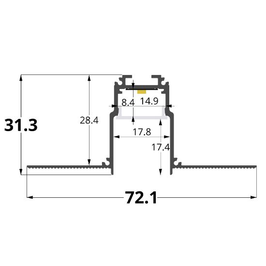 Image de Profilé en aluminium peint en blanc pour placoplâtre 72x31mm