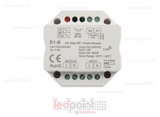 Image de Contrôleur monocouleur triac 100/230V, push dim AC, RF 2.4G, pour boîte de jonction murale