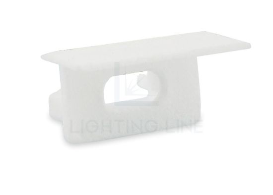 Image de Embout blanc avec trou pour câble d'alimentation pour profil en aluminium encastré RE15-16
