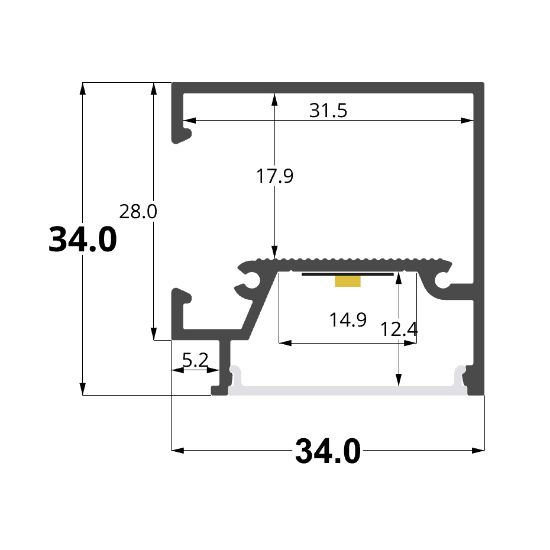 Image de Profilé 34x34mm pour installation murale