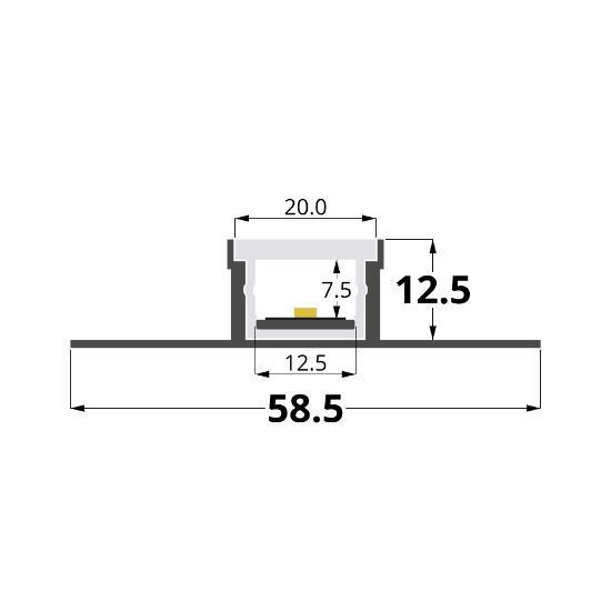 Image de Profilé aluminium pour carrelage 12mm, étanche au sol, 3 mètres