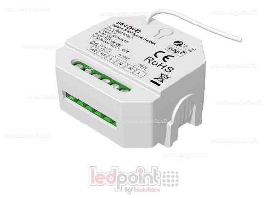 Image de Contrôleur Monochromatique 100-240VAC, 1CH*15A ON/OFF, Non-dimmable, 15A, Bouton Poussoir, Zigbee & RF 2.4G, pour Boîte de Dérivation Murale