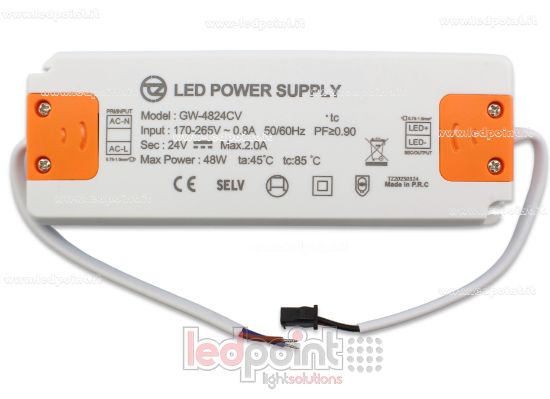 Image de Transformateur ultra thin 48W 24V avec câbles