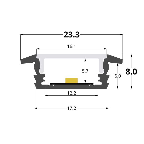 Image de Profilé en aluminium encastrable 23x8mm
