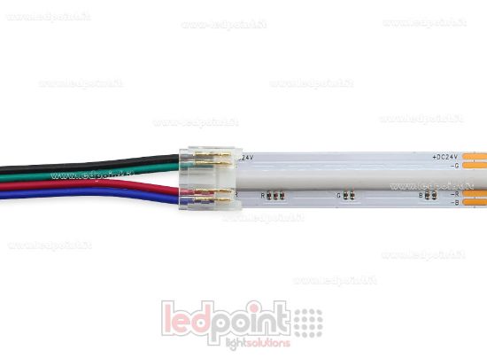 Image de Connecteur avec câble de 10cm, pour rubans LED et COB de PCB 10mm, 4 broches, version réduite transparente