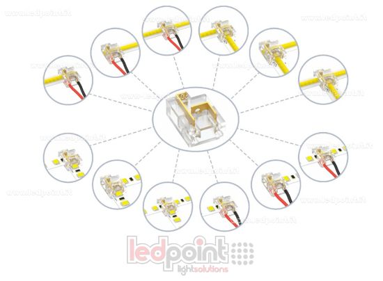 Image de Connecteur transparent pour câbles et jonction de rubans LED et COB avec PCB de 8mm, 12 utilisations en 1, avec 2 broches