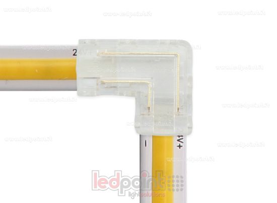 Image de Connecteur transparent en L pour jonction de ruban et COB avec PCB de 8mm à 2 broches