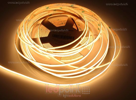 Image de Ruban led COB blanc chaud 10m 2500K CRI Ra>93 480led/m 24V PCB 5mm 8,6W/m
