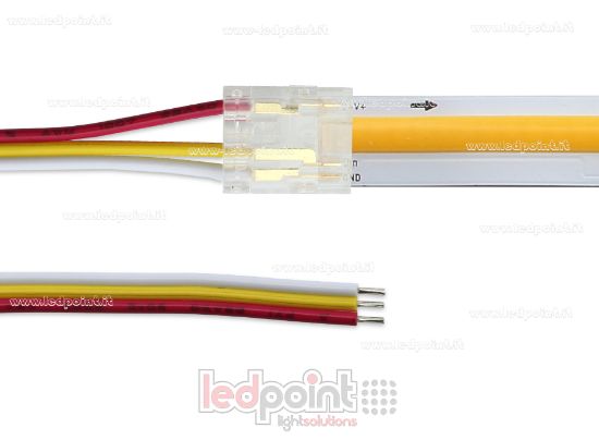 Image de Connecteur transparent avec câble de 10 cm, pour COB de 10 mm sur circuit imprimé, 3 broches, version compacte