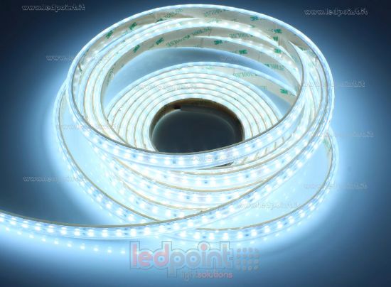 Image de Ruban led blanc froid 5m 6500K 3step 120leds/m 2835 24V 9,6W/m, IP65 tube en silicone extrudé, bords pleins et vide à l'interieur