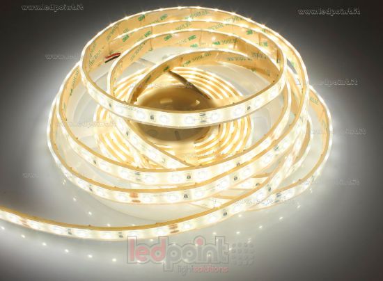 Image de Ruban led 5m blanc 4000K 2835 60led/m Honglitronic 24V 14,4W/m, IP67 silicone solide transparent