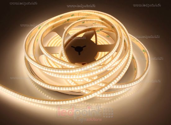 Image de Ruban led blanc chaud 5m 3000K 3step 240leds/m Honglitronic 2835 24V 9,6W/m, PCB 6mm, IP65 tube en silicone extrudé, bords pleins et vide à l'interieur