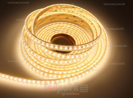 Image de Ruban led blanc chaud 5m 3000K 3step 120leds/m 2835 12V 9,6W/m, IP65 tube en silicone extrudé, bords pleins et vide à l'interieur
