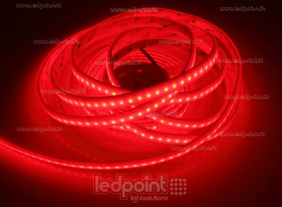 Image de Ruban led 5m rouge 2835 120led/m Honglitronic 24V 13,3W/m, IP67 silicone solide rouge
