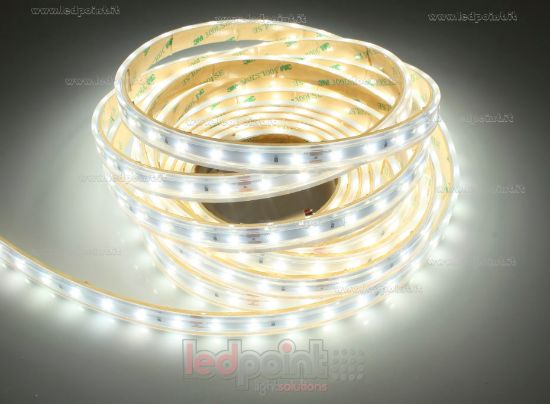 Image de Ruban led blanc 5m 4000K 3step 60leds/m Honglitronic 2835 24V 14,4W/m, IP65 tube en silicone extrudé, bords pleins et vide à l'interieur