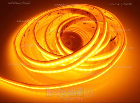 Image de Ruban led 5m jaune led blanc chaud 2700K 3step 2835 Honglitronic 120 led/m 24V 12W/m, IP67 silicone solide jaune