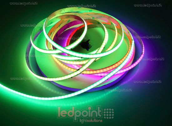 Image de Ruban led 5m Pixel RGB + blanc chaud 3000K COB WS2814 chip IP65 CRI Ra>90 784leds/m 24V 21W/m