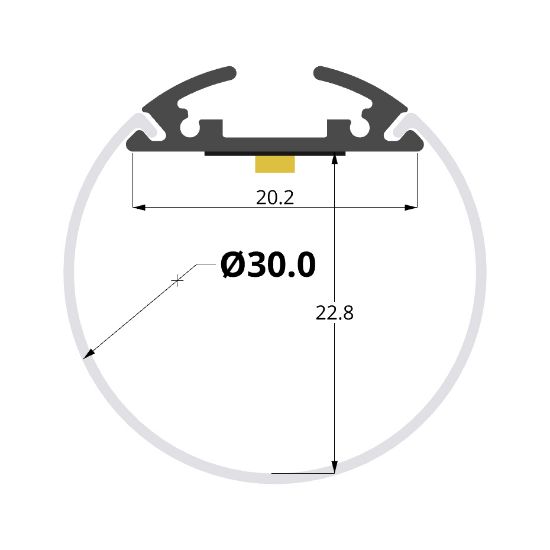 Image de Profilé en aluminium rond, diamètre 30mm, 3 mètres