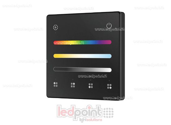 Image de Télécommande murale RGB + CCT à piles, noire, 4 zones RF 2,4 GHz