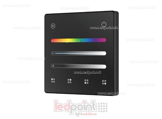 Image de Télécommande murale RGB/RGBW à piles, noire, 4 zones RF 2,4 GHz