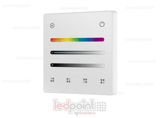 Image de Télécommande murale RGB/RGBW à piles, blanche, 4 zones RF 2,4 GHz