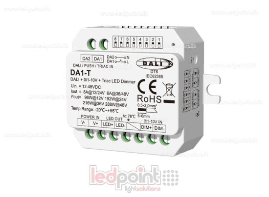 Image de Variateur DALI-2 0/1-10V et Triac, 1 canal, 8A, 12-48V DC, tension constante