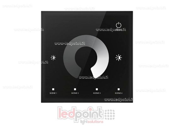 Image de Contrôleur et télécommande murale noire monochrome tactile 4 canaux*3 A, 12-24 V CC, RF 2,4 GHz