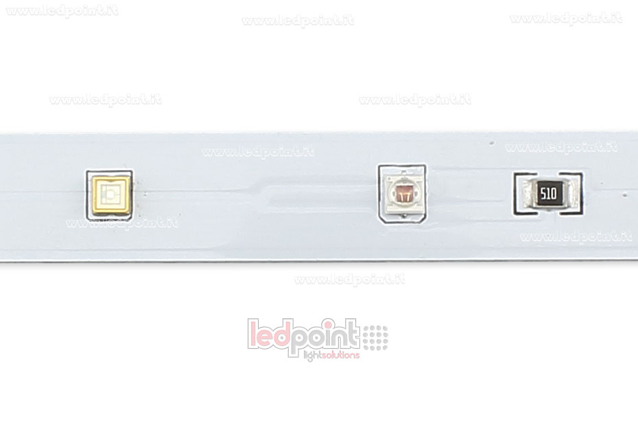 Barre en aluminium 28cm avec 6 LED UV-C 275nm 3535 + 1 LED rouge 660nm 3535, 0,7A max A2802-UVC660-071IC.7 Barre en aluminium 28cm avec 6 LED UV-C 275nm 3535 + 1 LED rouge 660nm 3535, 0,7A max A2802-UVC660-071IC.7
